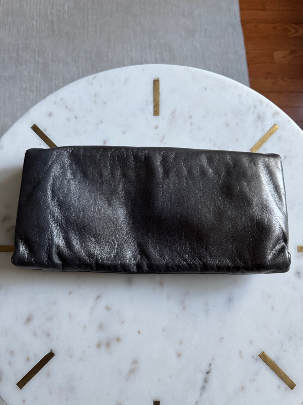 Prada Nappa Metallic Pewter Leather Fold-Clutch - Picture 11 of 13